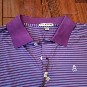 Peter Millar Purple Striped Men's XL Polo Short-Sleeved Shirt Business Casual